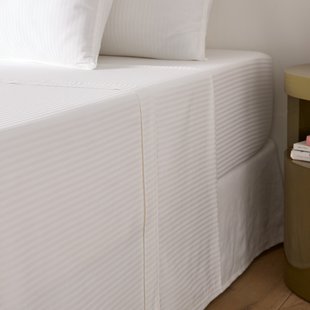 Effen plat laken in katoensatijn, Opale gestreept