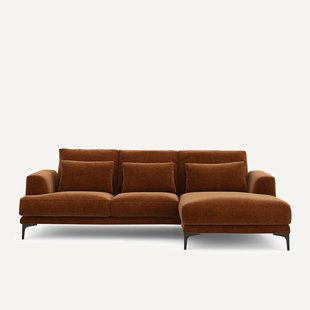 Hoekbank rechts van chenille fluweel, Marsile