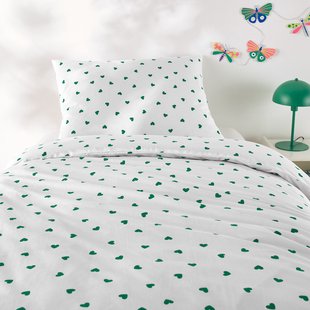 Beddengoed voor kinderen, van 50% gerecycled katoen, met rechthoekig kussensloop, Scacco groen