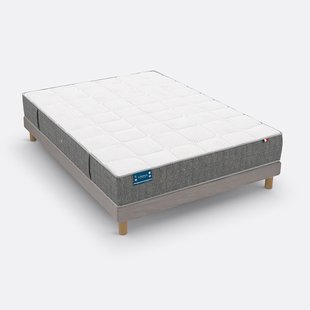 Set van matras met 660 veren in 7 zones en gestoffeerde lattenbodem