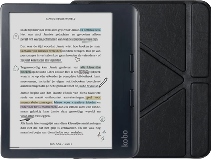 Kobo Libra Colour Zwart + BlueBuilt Book Case Zwart