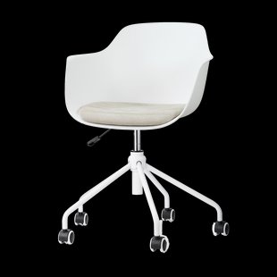 Nout-Liz eetkamerstoel wit met naturelbeige zitkussen - wit onderstel