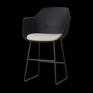 Nino-Liz barkruk zwart met naturelbeige zitkussen - zwart onderstel - 65 cm