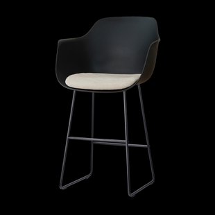 Nino-Liz barkruk zwart met naturelbeige zitkussen - zwart onderstel - 75 cm