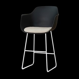 Nino-Liz barkruk zwart met naturelbeige zitkussen - wit onderstel - 75 cm