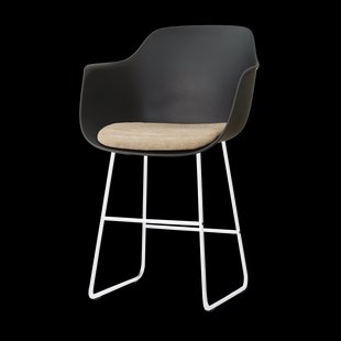 Nino-Liz barkruk zwart met nougatbruin zitkussen - wit onderstel - 65 cm