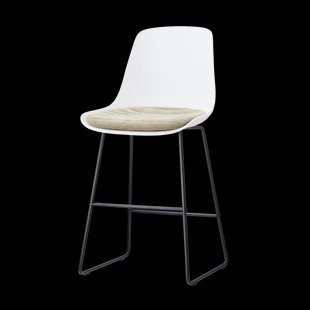 Nino-Liv barkruk wit met nougatbruin zitkussen - zwart onderstel - 65 cm