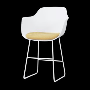 Nino-Liz barkruk wit met warm oker zitkussen - wit onderstel - 65 cm