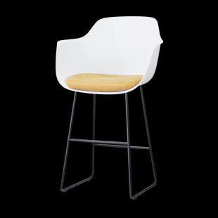 Nino-Liz barkruk wit met warm oker zitkussen - zwart onderstel - 75 cm