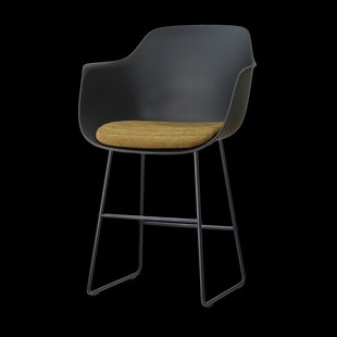 Nino-Liz barkruk zwart met mosgroen zitkussen - zwart onderstel - 65 cm