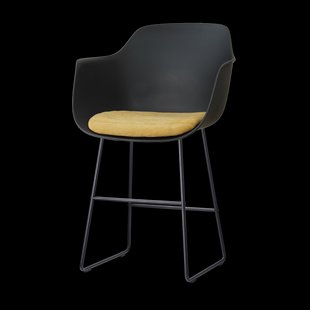 Nino-Liz barkruk zwart met warm oker zitkussen - zwart onderstel - 65 cm