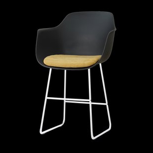 Nino-Liz barkruk zwart met warm oker zitkussen - wit onderstel - 65 cm