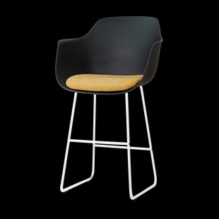 Nino-Liz barkruk zwart met warm oker zitkussen - wit onderstel - 75 cm