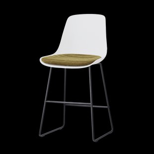 Nino-Liv barkruk wit met mosgroen zitkussen - zwart onderstel - 65 cm