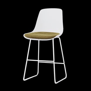 Nino-Liv barkruk wit met mosgroen zitkussen - wit onderstel - 65 cm