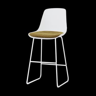 Nino-Liv barkruk wit met mosgroen zitkussen - wit onderstel - 75 cm