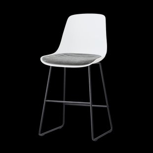 Nino-Liv barkruk wit met zeegrijs zitkussen - zwart onderstel - 65 cm