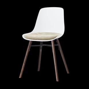 Nena-Liv eetkamerstoel wit met nougatbruin zitkussen - walnoot houten onderstel