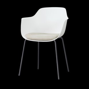 Nora-Liz eetkamerstoel wit met naturelbeige zitkussen - zwart onderstel