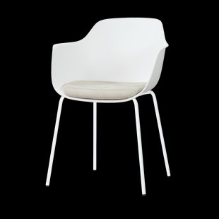 Nora-Liz eetkamerstoel wit met naturelbeige zitkussen - wit onderstel