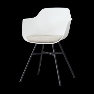 Noa-Liz eetkamerstoel wit met naturelbeige zitkussen - zwart onderstel