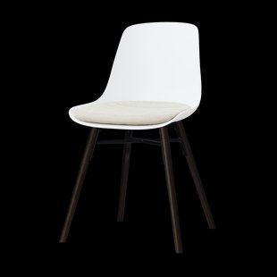 Nena-Liv eetkamerstoel wit met naturelbeige zitkussen - zwart houten onderstel