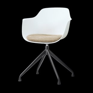 Nola-Liz draaibare eetkamerstoel wit met nougatbruin zitkussen - zwart onderstel