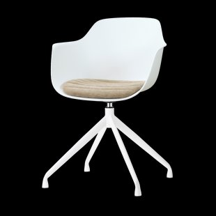 Nola-Liz draaibare eetkamerstoel wit met nougatbruin zitkussen - wit onderstel