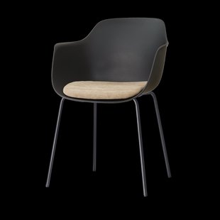 Nora-Liz eetkamerstoel zwart met nougatbruin zitkussen - zwart onderstel