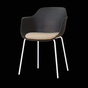 Nora-Liz eetkamerstoel zwart met nougatbruin zitkussen - wit onderstel