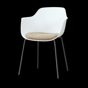 Nora-Liz eetkamerstoel wit met nougatbruin zitkussen - zwart onderstel