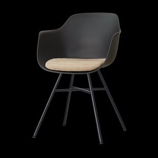 Noa-Liz eetkamerstoel zwart met nougatbruin zitkussen - zwart onderstel