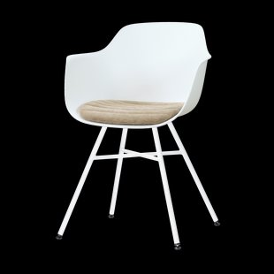 Noa-Liz eetkamerstoel wit met nougatbruin zitkussen - wit onderstel