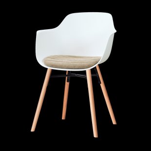 Nena-Liz eetkamerstoel wit met nougatbruin zitkussen - houten onderstel