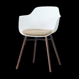 Nena-Liz eetkamerstoel wit met nougatbruin zitkussen - walnoot houten onderstel