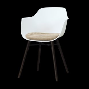 Nena-Liz eetkamerstoel wit met nougatbruin zitkussen - zwart houten onderstel