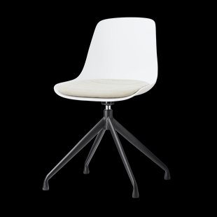 Nola-Liv draaibare eetkamerstoel wit met naturelbeige zitkussen - zwart onderstel