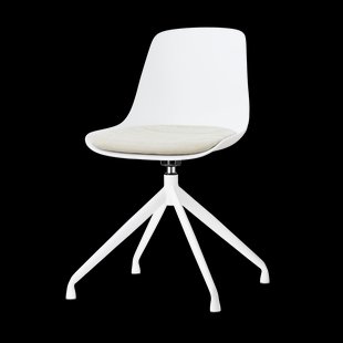 Nola-Liv draaibare eetkamerstoel wit met naturelbeige zitkussen - wit onderstel