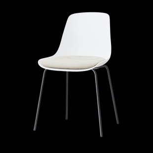 Nora-Liv eetkamerstoel wit met naturelbeige zitkussen - zwart onderstel