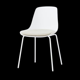 Nora-Liv eetkamerstoel wit met naturelbeige zitkussen - wit onderstel