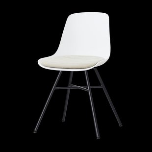 Noa-Liv eetkamerstoel wit met naturelbeige zitkussen - zwart onderstel