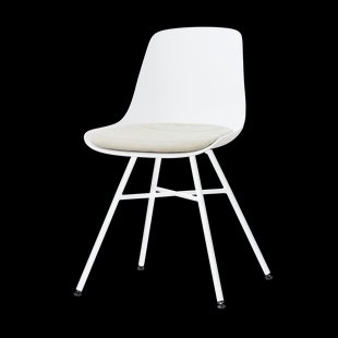 Noa-Liv eetkamerstoel wit met naturelbeige zitkussen - wit onderstel