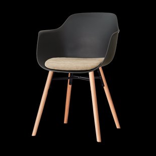 Nena-Liz eetkamerstoel zwart met nougatbruin zitkussen - houten onderstel