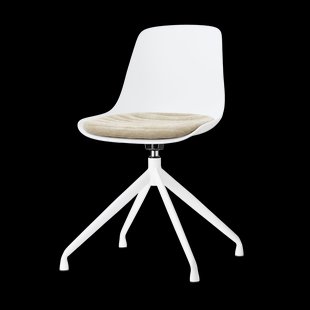 Nola-Liv draaibare eetkamerstoel wit met nougatbruin zitkussen - wit onderstel