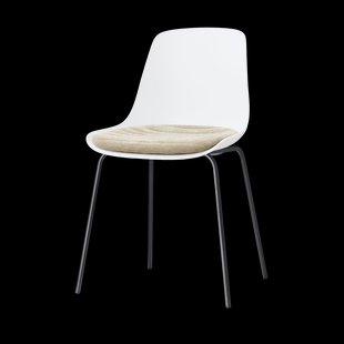 Nora-Liv eetkamerstoel wit met nougatbruin zitkussen - zwart onderstel