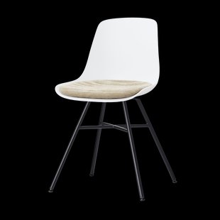 Noa-Liv eetkamerstoel wit met nougatbruin zitkussen - zwart onderstel