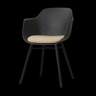 Nena-Liz eetkamerstoel zwart met nougatbruin zitkussen - zwart houten onderstel