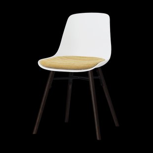 Nena-Liv eetkamerstoel wit met warm oker zitkussen - zwart houten onderstel