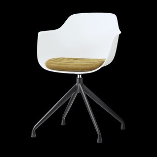 Nola-Liz draaibare eetkamerstoel wit met mosgroen zitkussen - zwart onderstel