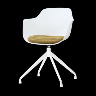 Nola-Liz draaibare eetkamerstoel wit met mosgroen zitkussen - wit onderstel